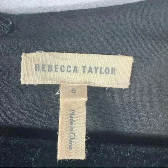 Rebecca Taylor Black Sheath Dress Textured Terry Flounce Sleeveless  Size 6 - Picture 5 of 14